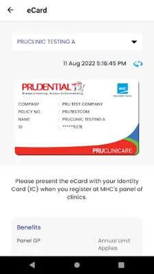 PruClinicare android App screenshot 2